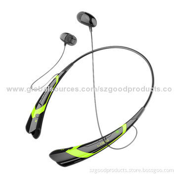 Stereo Bluetooth headphones with Flex Neck Strap and magnetic ear buds, support apt-X technology